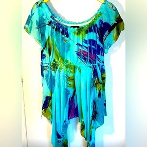 Unique Spectrum Multicolor Floral Blouse, Size XL